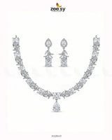 Silver Gilded Statement Necklace Set - Zeesy.pk