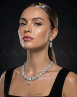 Silver Gilded Statement Necklace Set - Zeesy.pk