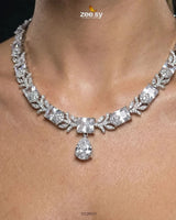 Silver Gilded Statement Necklace Set - Zeesy.pk