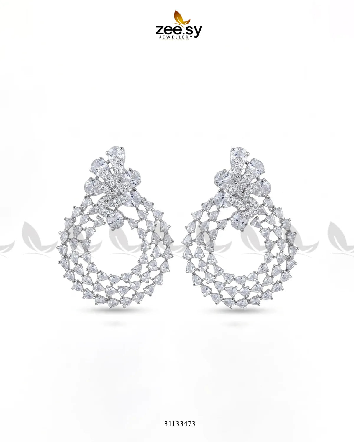 Silver Glimmering Crystal Danglers Earrings Earrings - Zeesy Jewellery Pakistan | Premium Artificial & Imitation Jewellery
