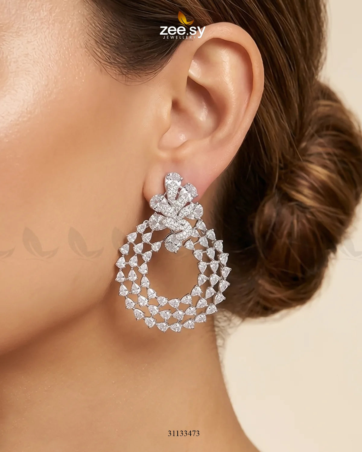 Silver Glimmering Crystal Danglers Earrings Earrings - Zeesy Jewellery Pakistan | Premium Artificial & Imitation Jewellery