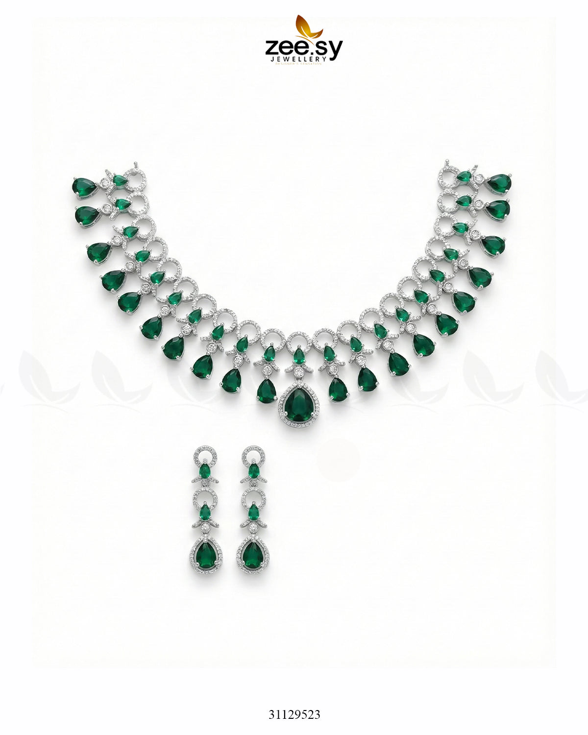 Silver Halo Cascading Necklace Set