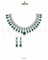 Silver Halo Cascading Necklace Set