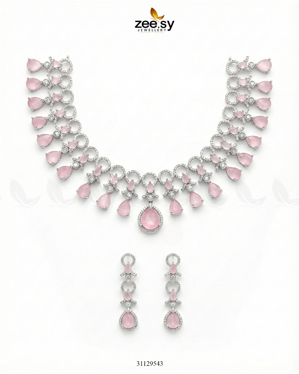 Silver Halo Cascading Necklace Set