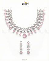 Silver Halo Cascading Necklace Set