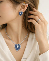 Silver Heart Cluster Pendant Set Pendant - Zeesy Jewellery Pakistan | Premium Artificial & Imitation Jewellery