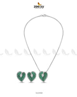Silver Heart Cluster Pendant Set Pendant - Zeesy Jewellery Pakistan | Premium Artificial & Imitation Jewellery