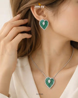 Silver Heart Cluster Pendant Set Pendant - Zeesy Jewellery Pakistan | Premium Artificial & Imitation Jewellery