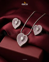Silver Heart Cluster Pendant Set Silver Mint Pink Pendant - Zeesy Jewellery Pakistan | Premium Artificial & Imitation Jewellery