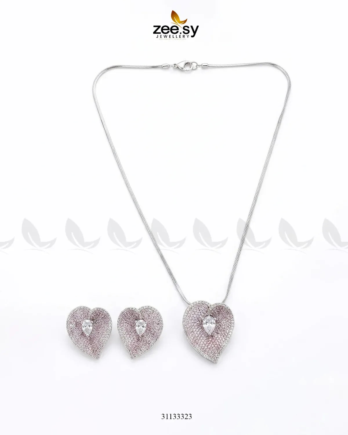 Silver Heart Cluster Pendant Set Pendant - Zeesy Jewellery Pakistan | Premium Artificial & Imitation Jewellery