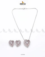 Silver Heart Cluster Pendant Set Pendant - Zeesy Jewellery Pakistan | Premium Artificial & Imitation Jewellery