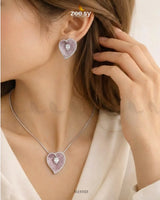 Silver Heart Cluster Pendant Set Pendant - Zeesy Jewellery Pakistan | Premium Artificial & Imitation Jewellery
