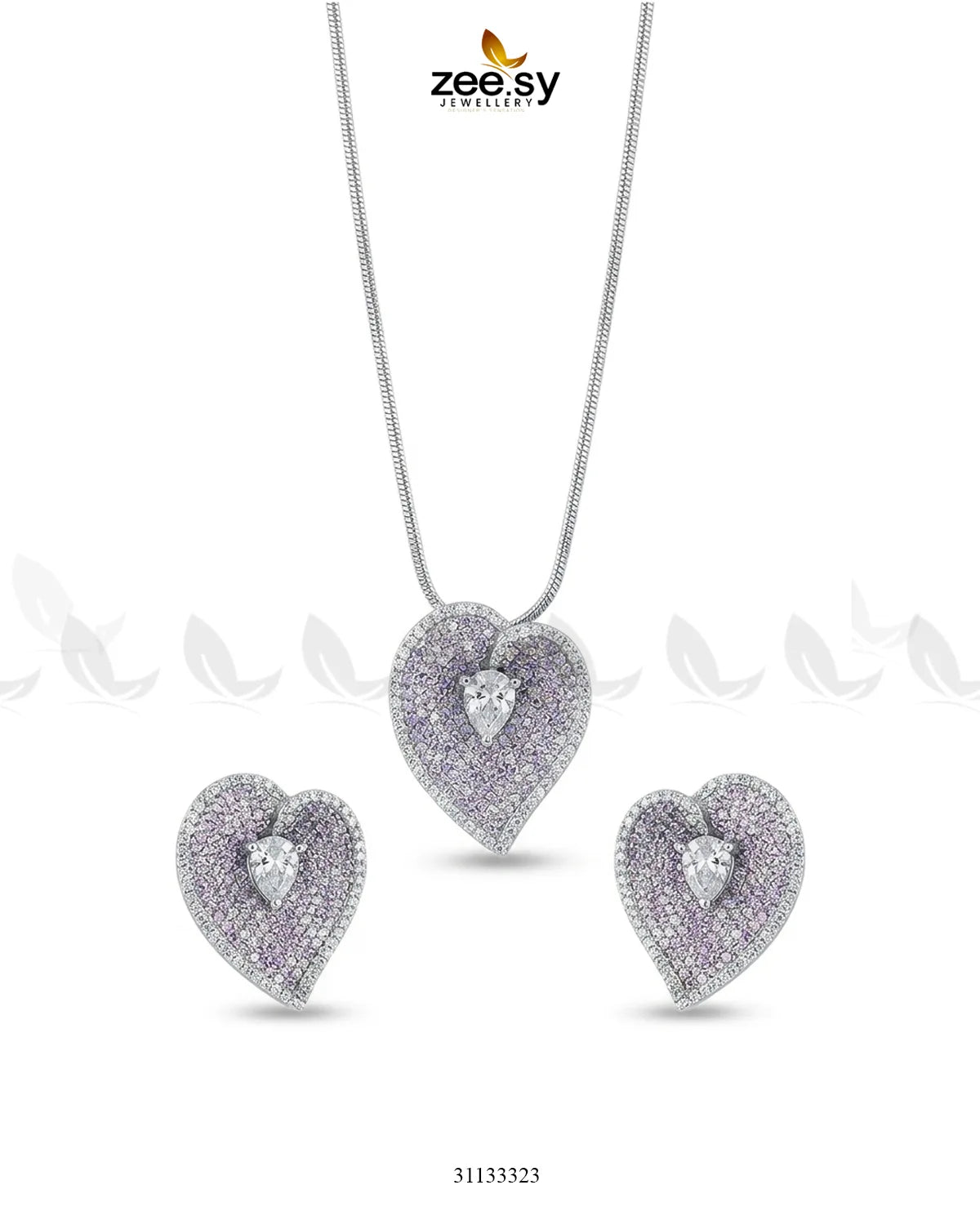 Silver Heart Cluster Pendant Set Pendant - Zeesy Jewellery Pakistan | Premium Artificial & Imitation Jewellery