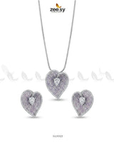 Silver Heart Cluster Pendant Set Pendant - Zeesy Jewellery Pakistan | Premium Artificial & Imitation Jewellery