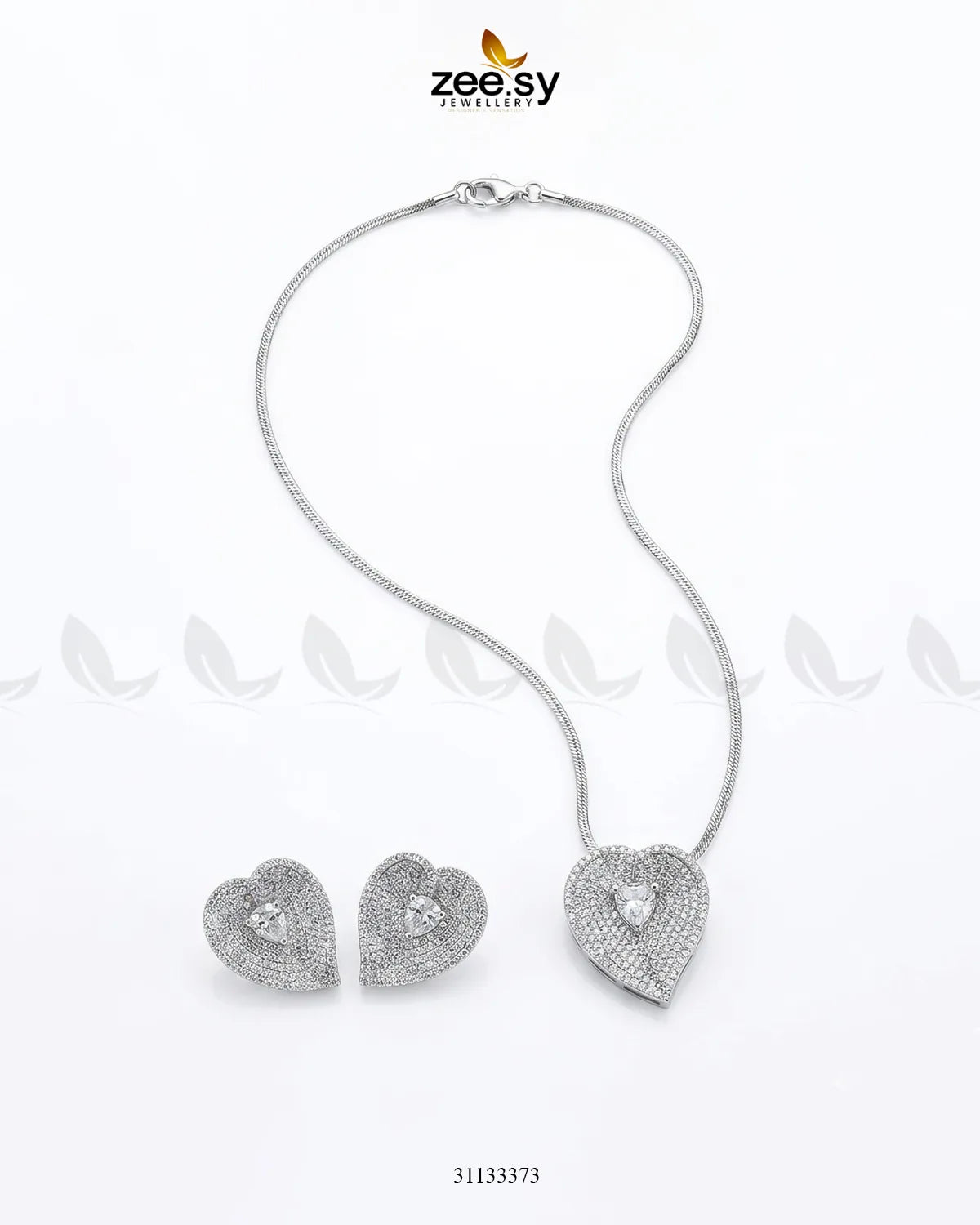Silver Heart Cluster Pendant Set Pendant - Zeesy Jewellery Pakistan | Premium Artificial & Imitation Jewellery