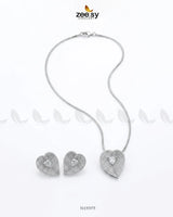 Silver Heart Cluster Pendant Set Pendant - Zeesy Jewellery Pakistan | Premium Artificial & Imitation Jewellery