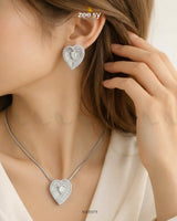 Silver Heart Cluster Pendant Set Pendant - Zeesy Jewellery Pakistan | Premium Artificial & Imitation Jewellery