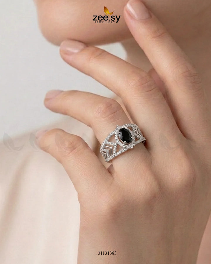 Silver Majestic Oval Stone Ring