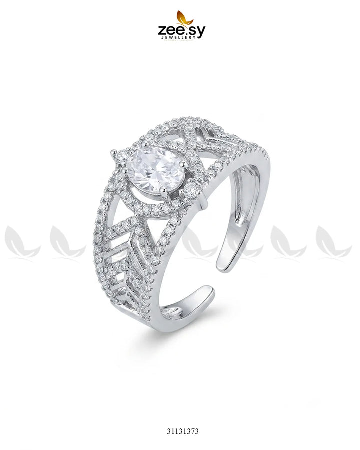 Silver Majestic Oval Stone Ring