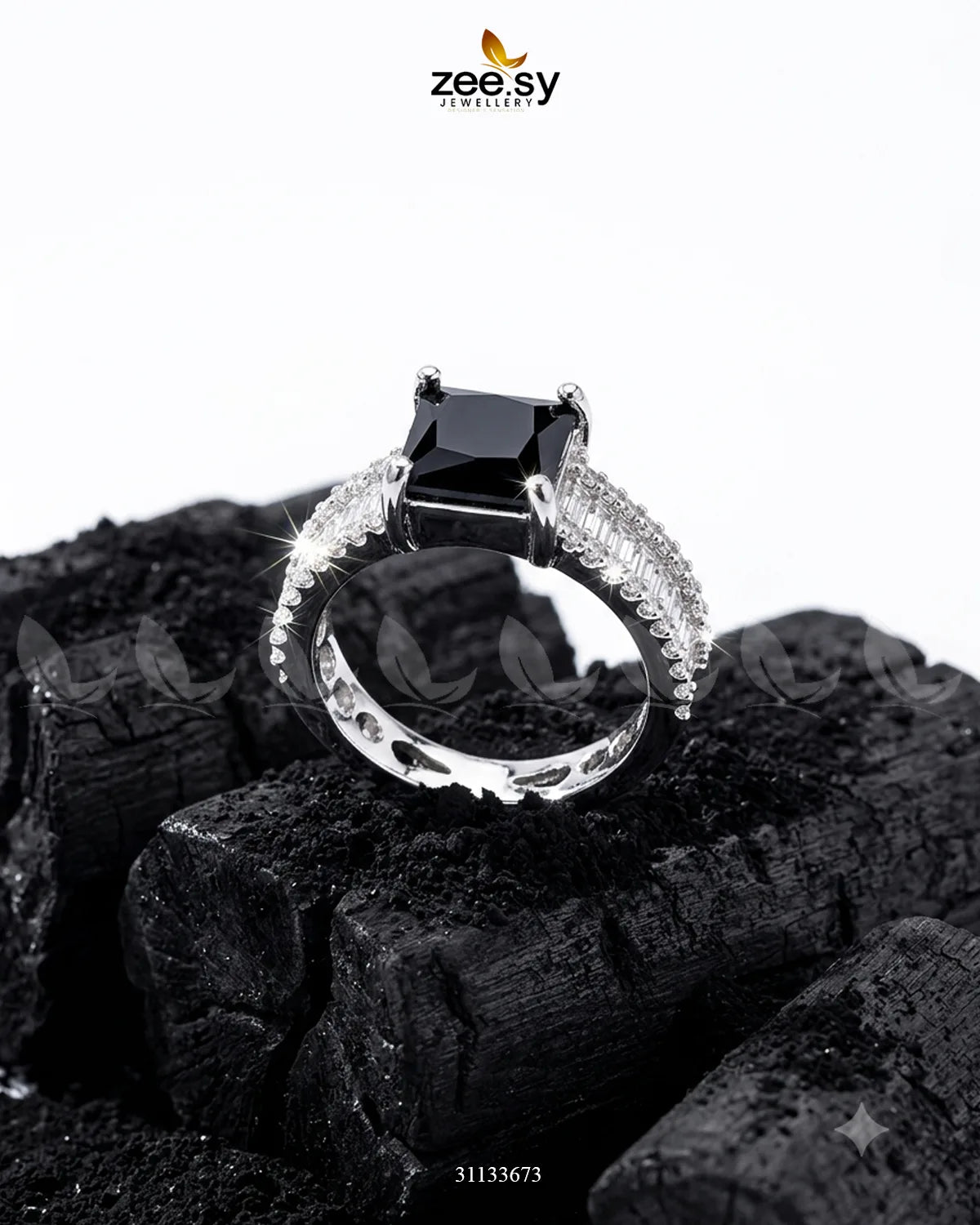 Silver Pretty Bold Stone Ring Silver Black Finger Ring - Zeesy Jewellery Pakistan | Premium Artificial & Imitation Jewellery