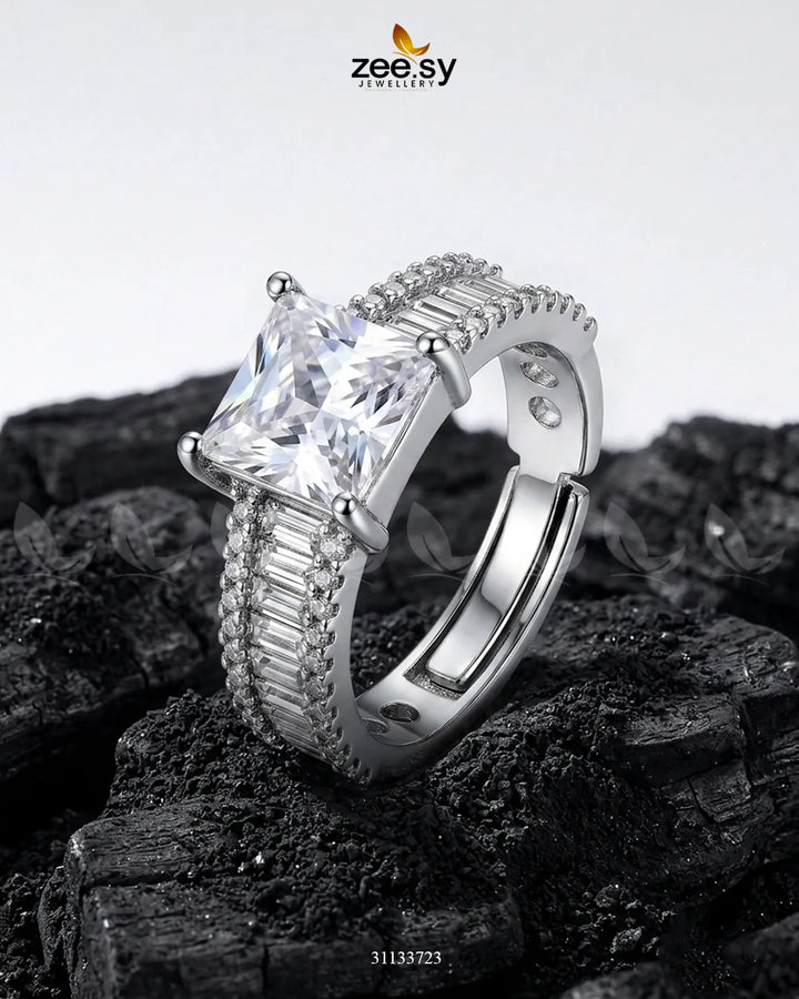 Silver Pretty Bold Stone Ring Silver White Finger Ring - Zeesy Jewellery Pakistan | Premium Artificial & Imitation Jewellery
