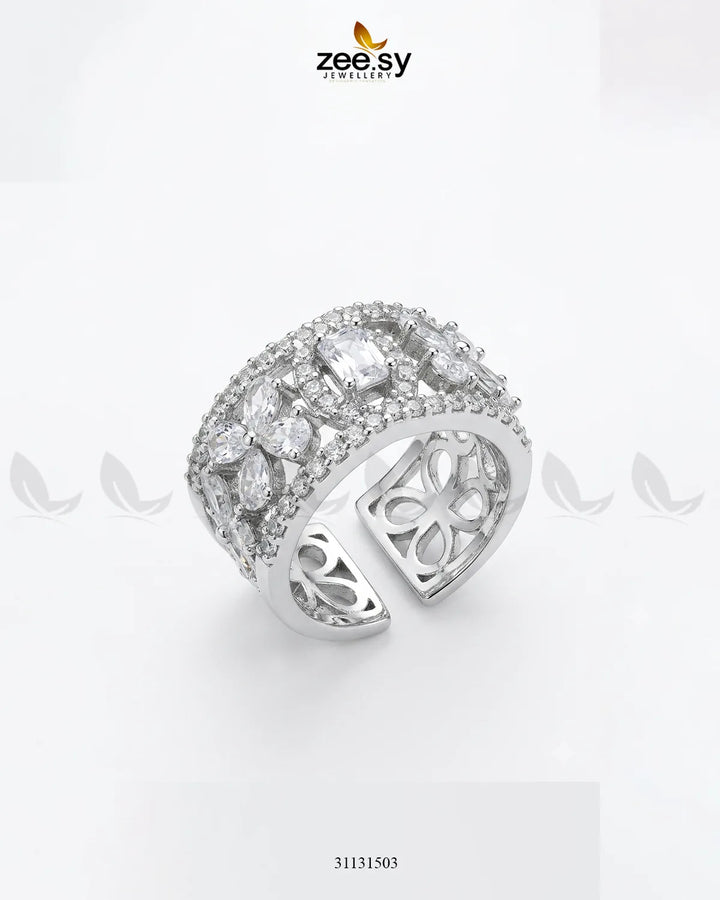 Silver Royal Oval Stone Ring Finger Ring - Zeesy Jewellery Pakistan | Premium Artificial & Imitation Jewellery