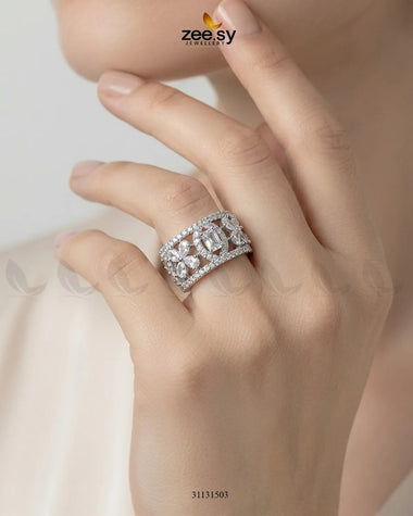 Silver Royal Oval Stone Ring Finger Ring - Zeesy Jewellery Pakistan | Premium Artificial & Imitation Jewellery