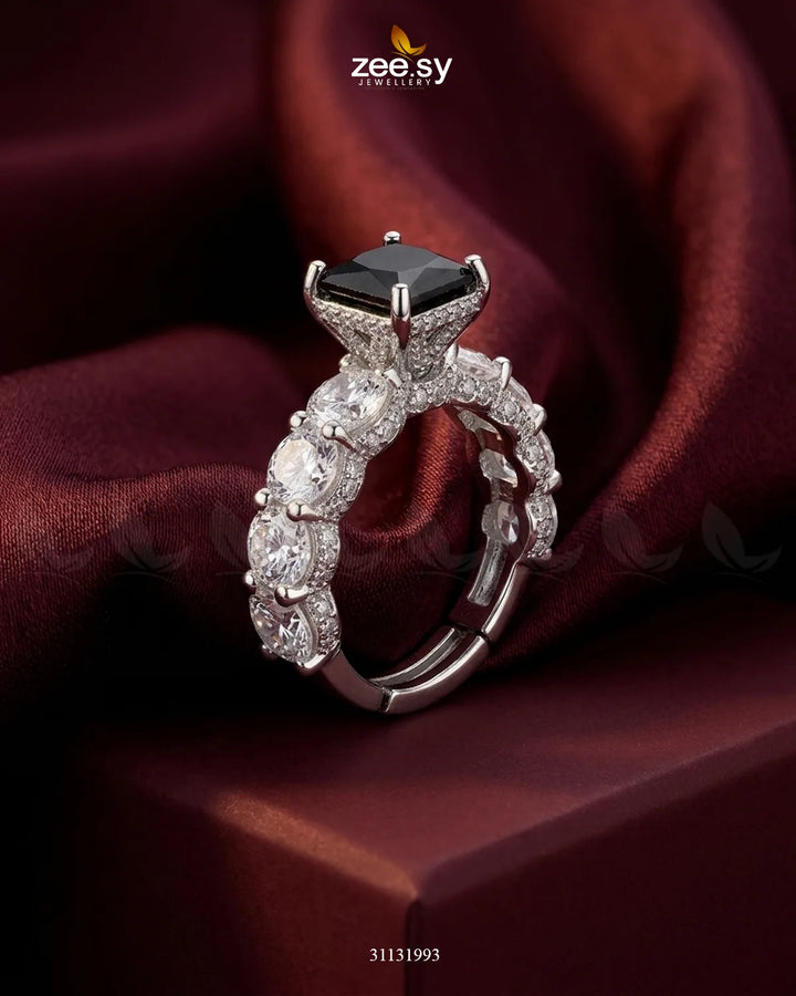 Silver Solitaire Center Stone Ring Finger Ring - Zeesy Jewellery Pakistan | Premium Artificial & Imitation Jewellery