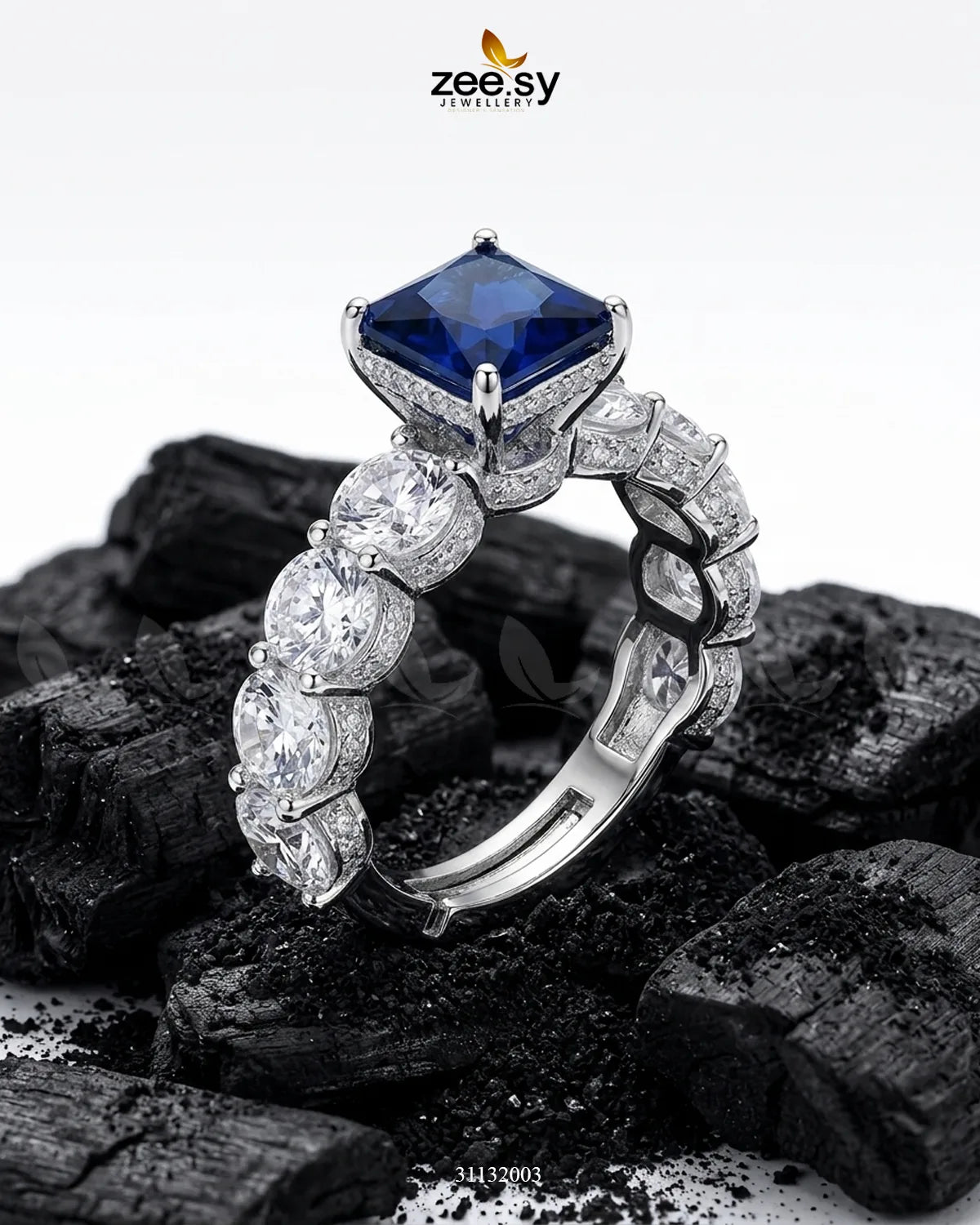 Silver Solitaire Center Stone Ring Finger Ring - Zeesy Jewellery Pakistan | Premium Artificial & Imitation Jewellery