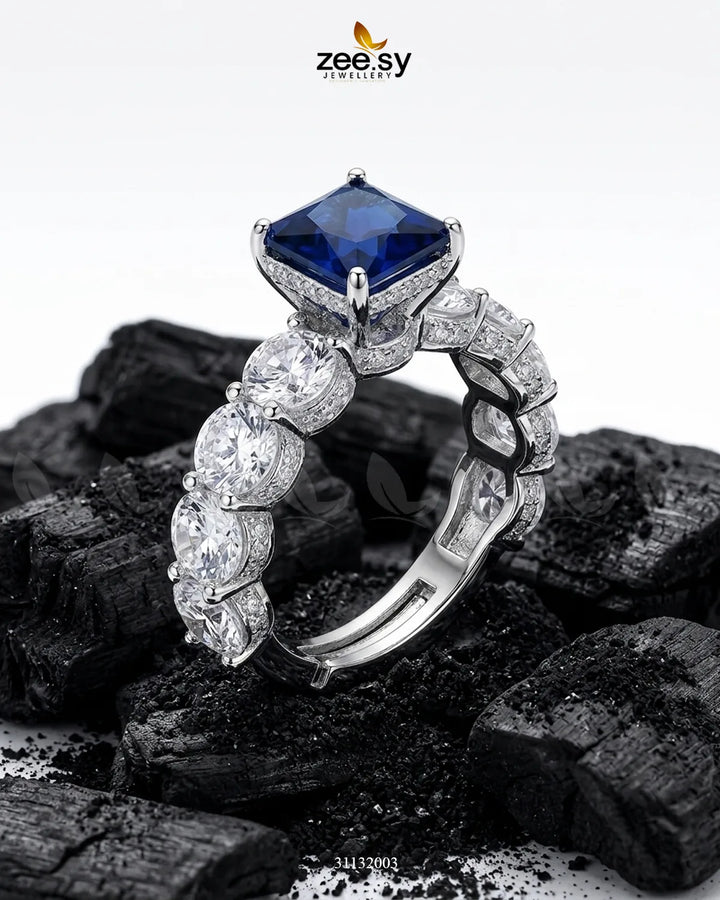Silver Solitaire Center Stone Ring Finger Ring - Zeesy Jewellery Pakistan | Premium Artificial & Imitation Jewellery