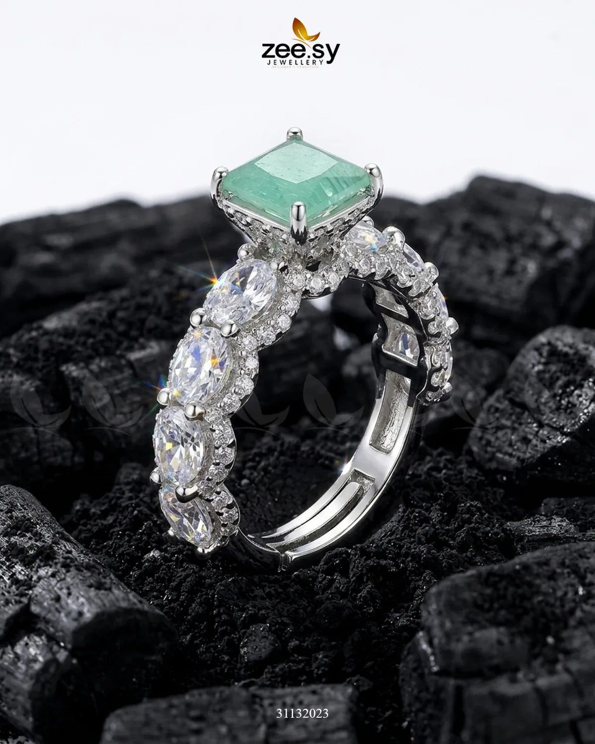 Silver Solitaire Center Stone Ring Finger Ring - Zeesy Jewellery Pakistan | Premium Artificial & Imitation Jewellery