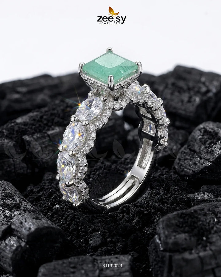 Silver Solitaire Center Stone Ring Finger Ring - Zeesy Jewellery Pakistan | Premium Artificial & Imitation Jewellery
