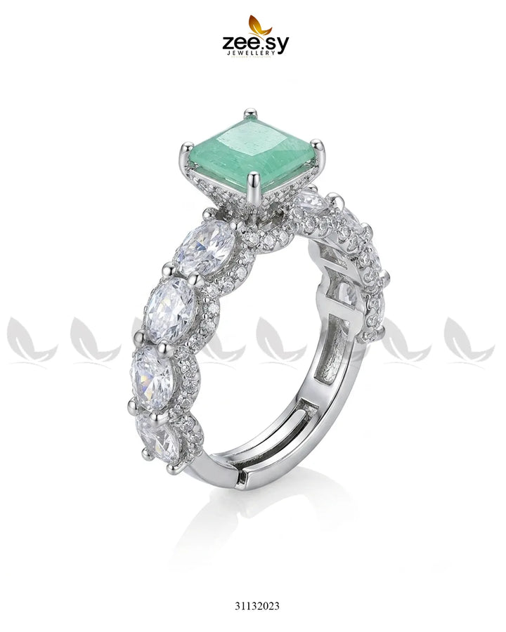 Silver Solitaire Center Stone Ring Finger Ring - Zeesy Jewellery Pakistan | Premium Artificial & Imitation Jewellery