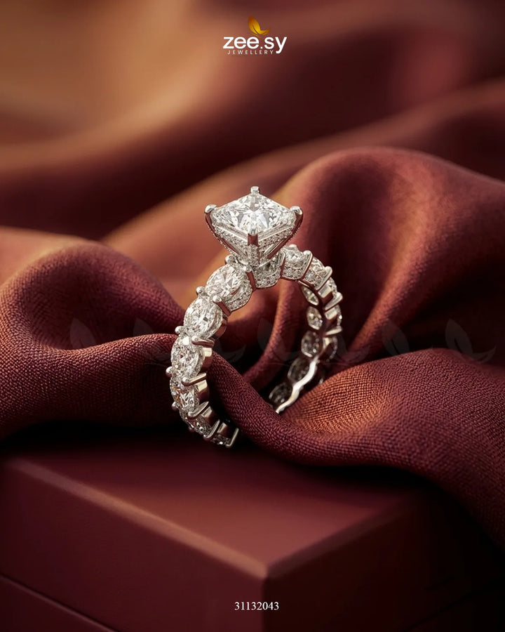 Silver Solitaire Center Stone Ring Finger Ring - Zeesy Jewellery Pakistan | Premium Artificial & Imitation Jewellery