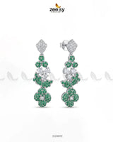 Silver Starburst Gemstone Earrings Silver Green Earrings - Zeesy Jewellery Pakistan | Premium Artificial & Imitation Jewellery