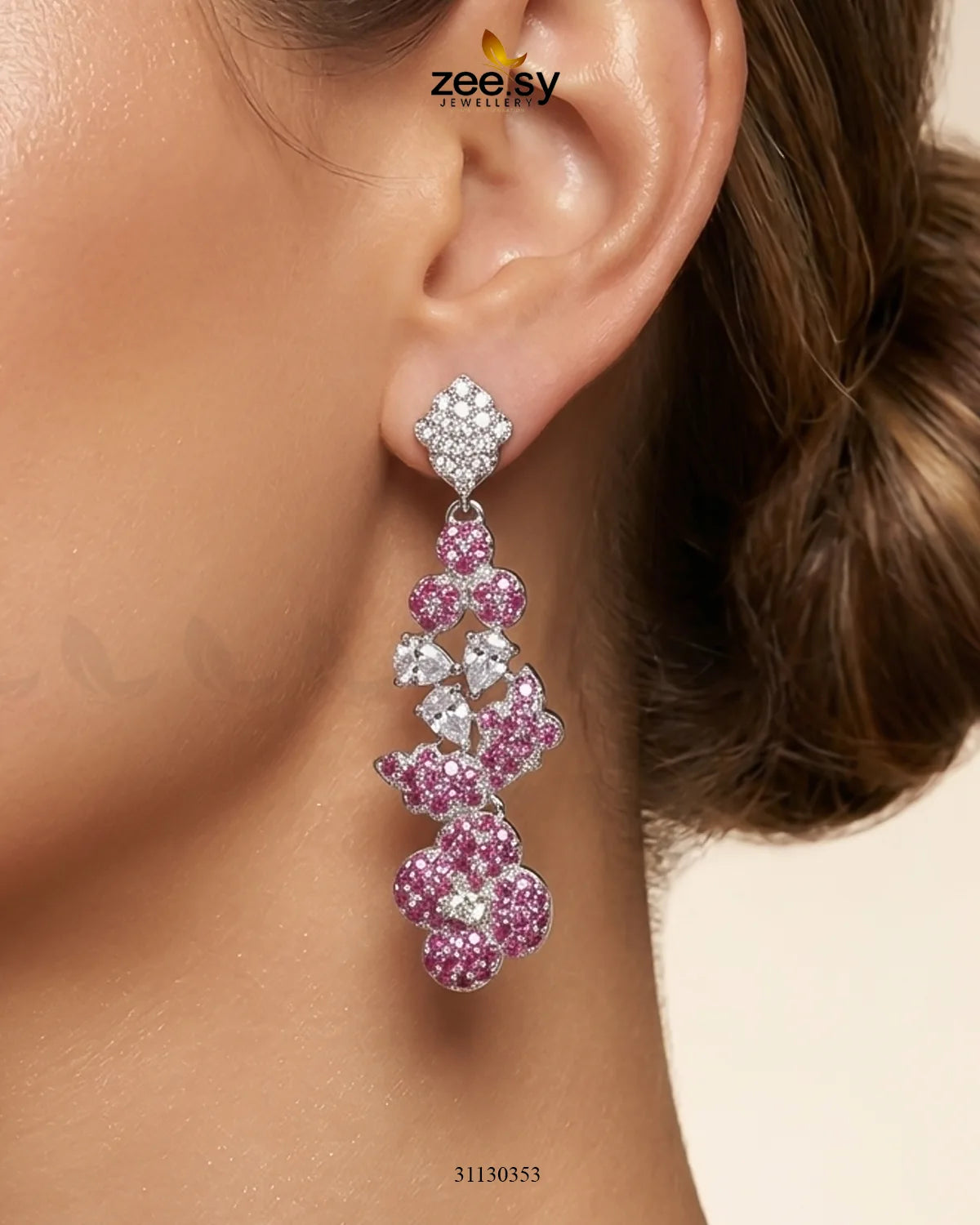 Silver Starburst Gemstone Earrings Earrings - Zeesy Jewellery Pakistan | Premium Artificial & Imitation Jewellery