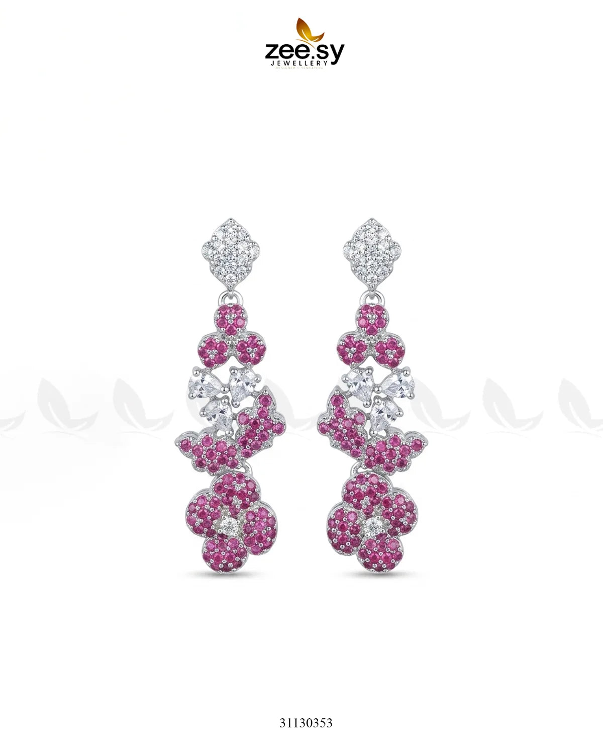 Silver Starburst Gemstone Earrings Silver Ruby Earrings - Zeesy Jewellery Pakistan | Premium Artificial & Imitation Jewellery