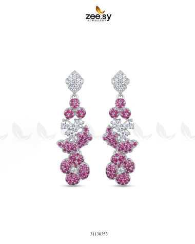 Silver Starburst Gemstone Earrings Silver Ruby Earrings - Zeesy Jewellery Pakistan | Premium Artificial & Imitation Jewellery