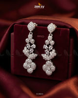 Silver Starburst Gemstone Earrings Silver White Earrings - Zeesy Jewellery Pakistan | Premium Artificial & Imitation Jewellery