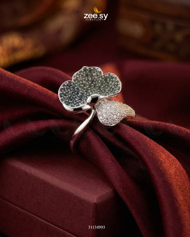 Silver Statement Gemstone Ring Silver Mint Green Finger Ring - Zeesy Jewellery Pakistan | Premium Artificial & Imitation Jewellery