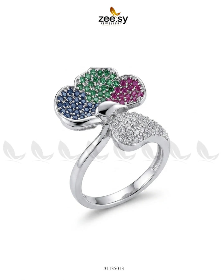Silver Statement Gemstone Ring Finger Ring - Zeesy Jewellery Pakistan | Premium Artificial & Imitation Jewellery