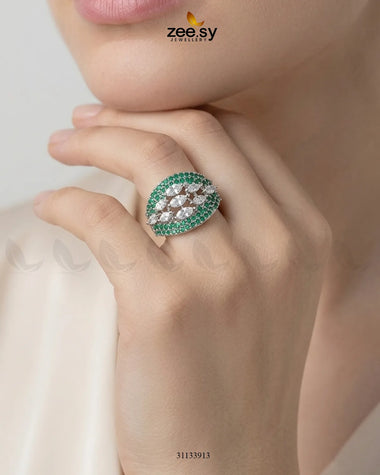 Silver Steorra Cluster Pave Ring Finger Ring - Zeesy Jewellery Pakistan | Premium Artificial & Imitation Jewellery