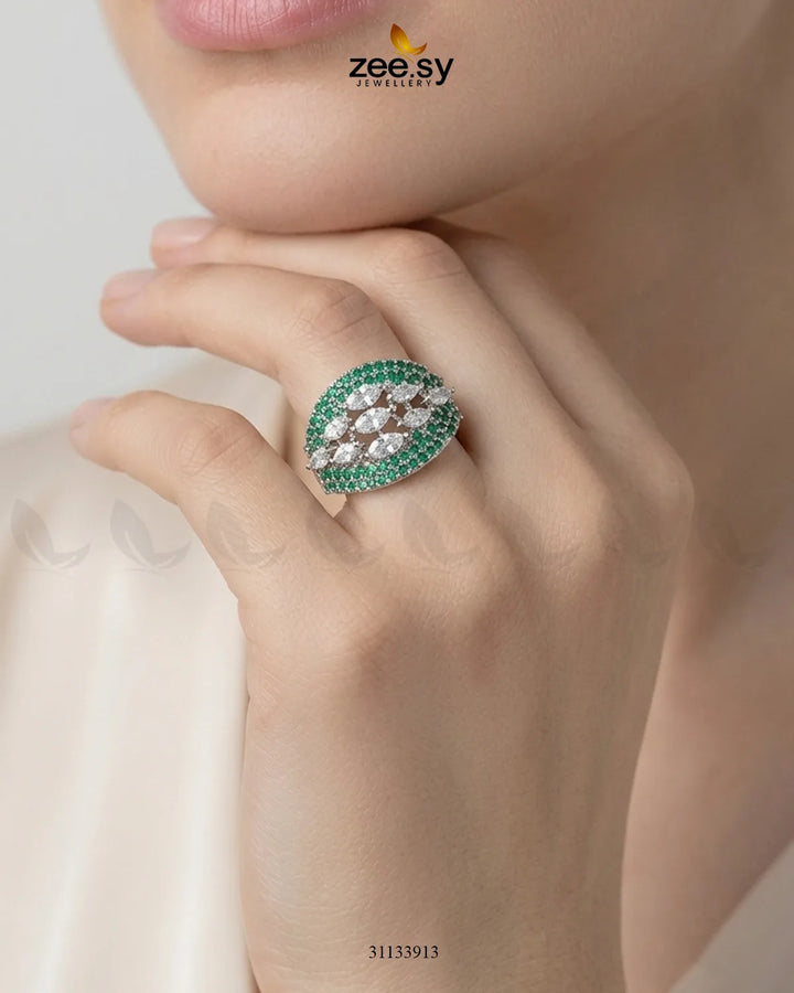 Silver Steorra Cluster Pave Ring Finger Ring - Zeesy Jewellery Pakistan | Premium Artificial & Imitation Jewellery