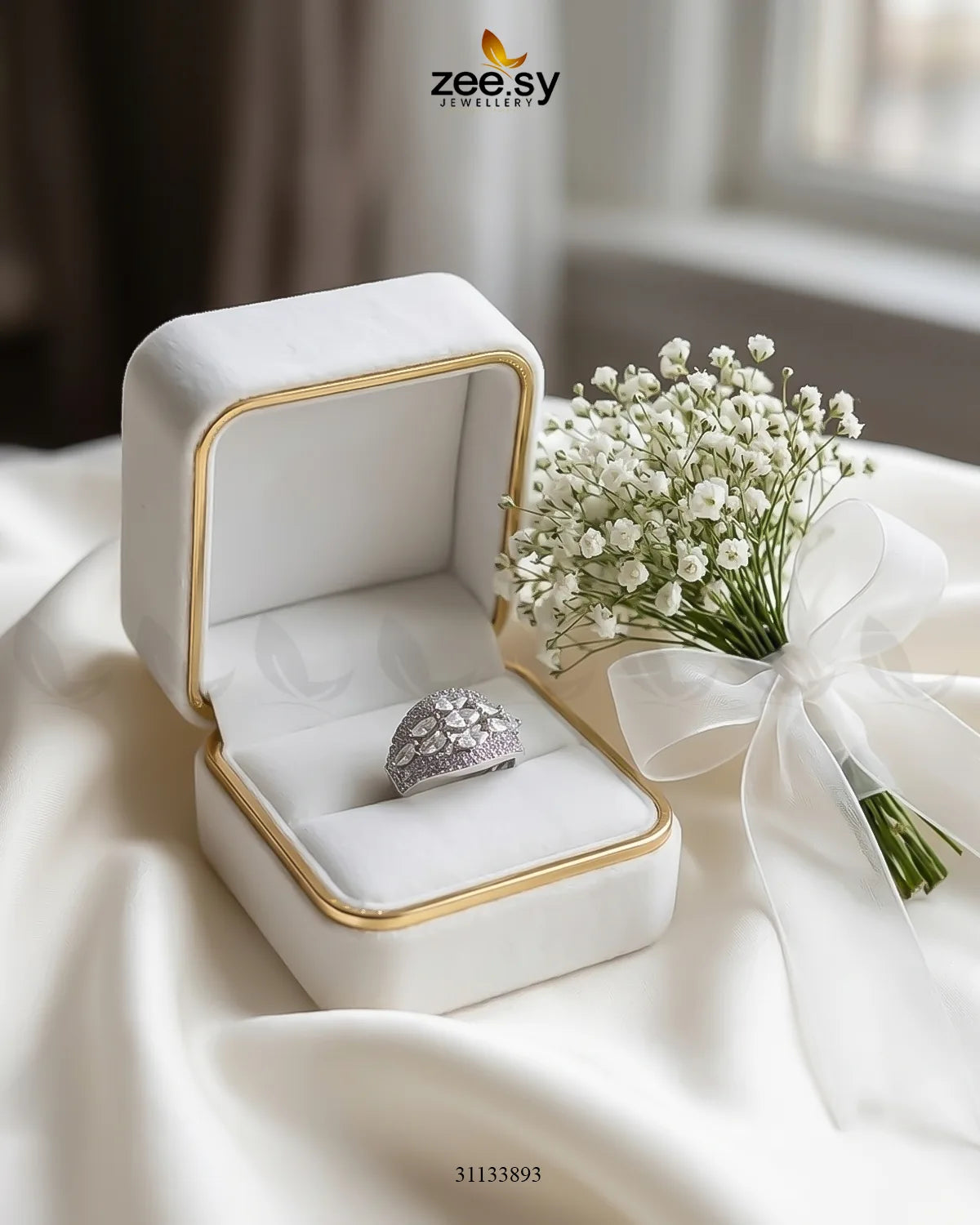 Silver Steorra Cluster Pave Ring