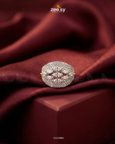 Silver Steorra Cluster Pave Ring Silver White Finger Ring - Zeesy Jewellery Pakistan | Premium Artificial & Imitation Jewellery