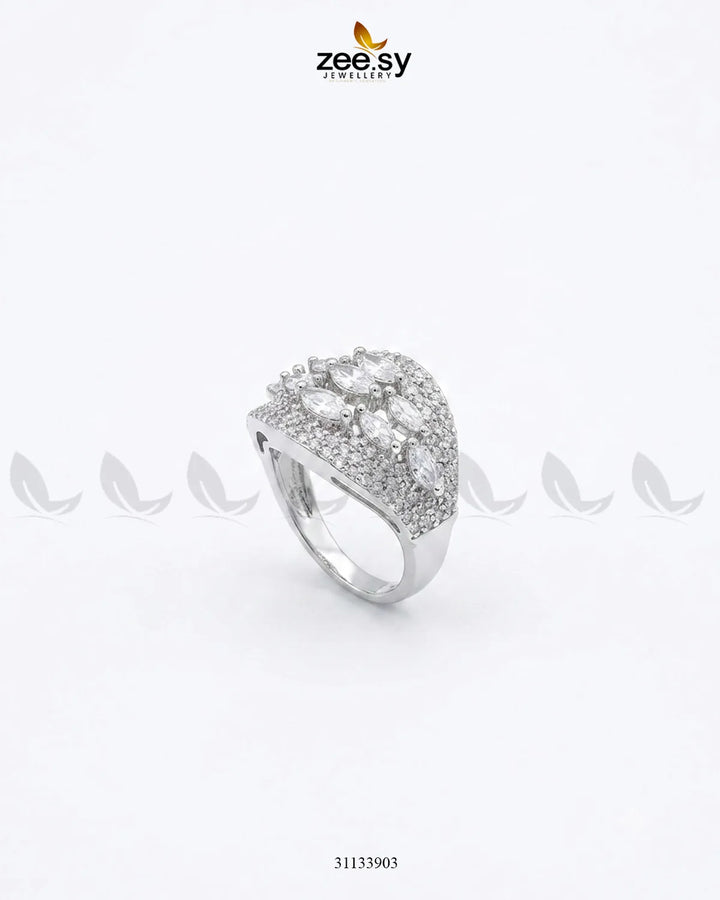 Silver Steorra Cluster Pave Ring Finger Ring - Zeesy Jewellery Pakistan | Premium Artificial & Imitation Jewellery