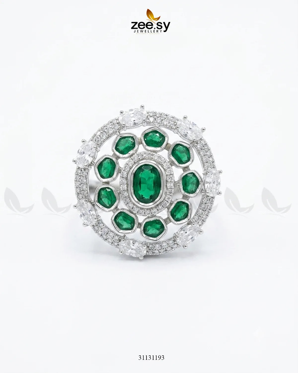 Silver Stunning Circle Crystal Ring Finger Ring - Zeesy Jewellery Pakistan | Premium Artificial & Imitation Jewellery