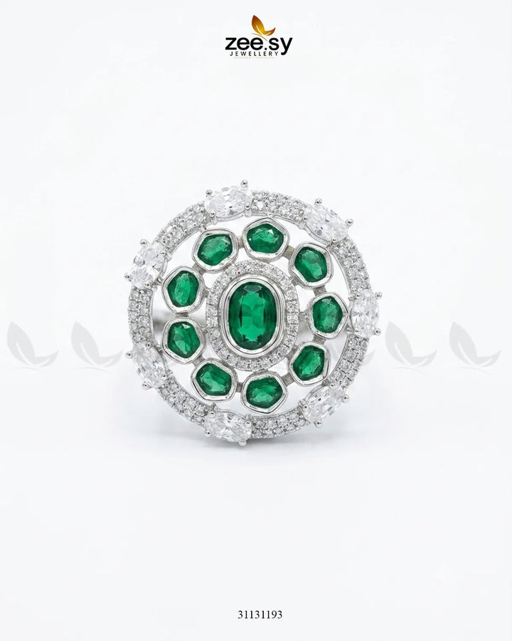 Silver Stunning Circle Crystal Ring Finger Ring - Zeesy Jewellery Pakistan | Premium Artificial & Imitation Jewellery