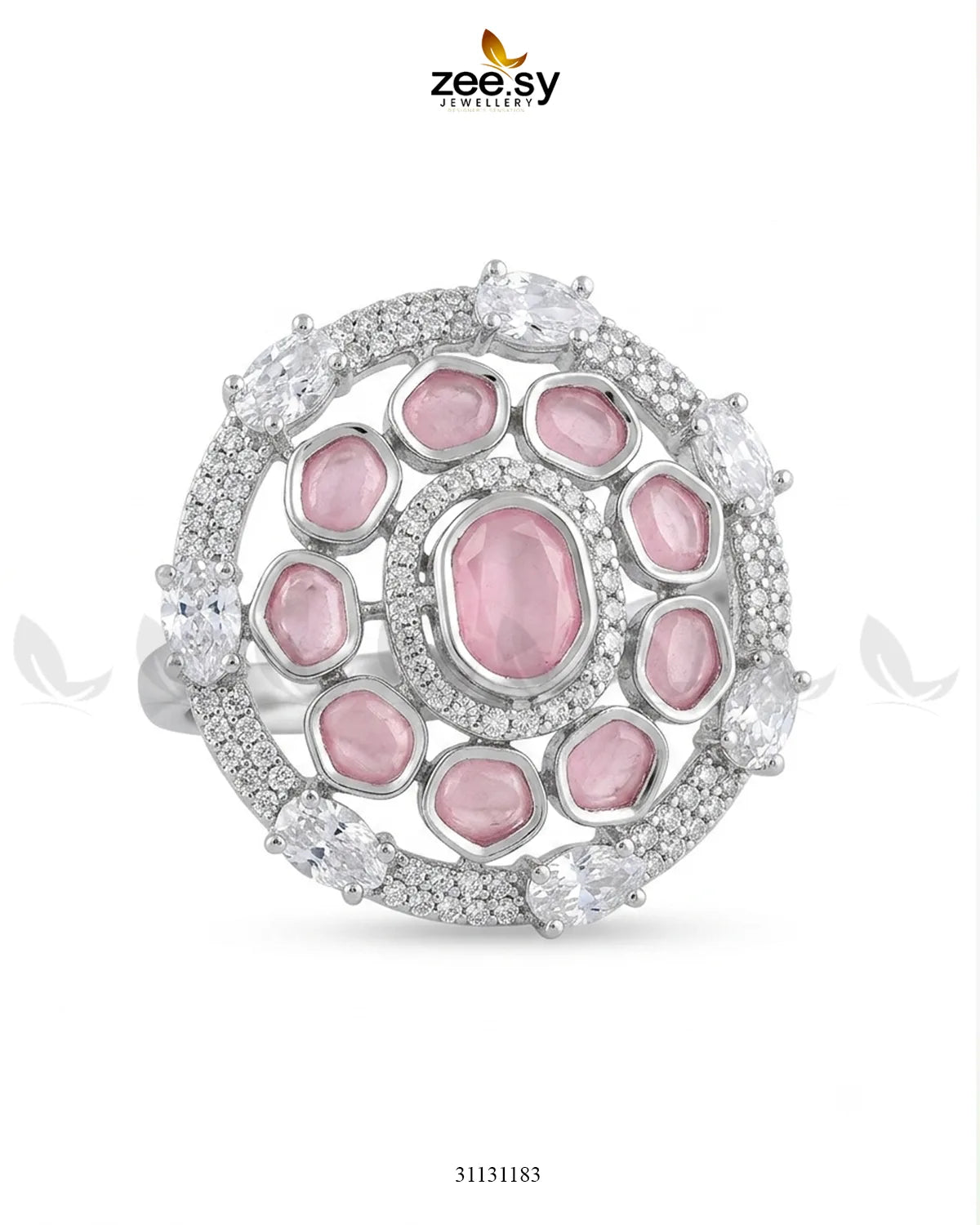 Silver Stunning Circle Crystal Ring Finger Ring - Zeesy Jewellery Pakistan | Premium Artificial & Imitation Jewellery
