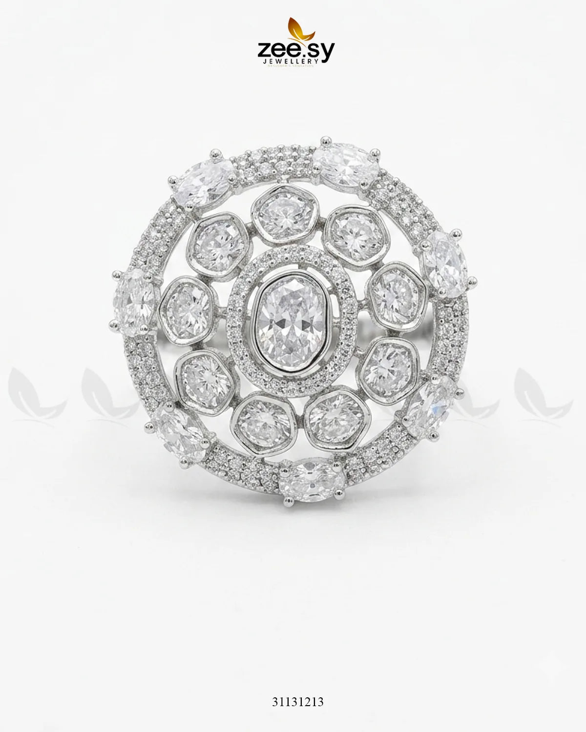 Silver Stunning Circle Crystal Ring Finger Ring - Zeesy Jewellery Pakistan | Premium Artificial & Imitation Jewellery